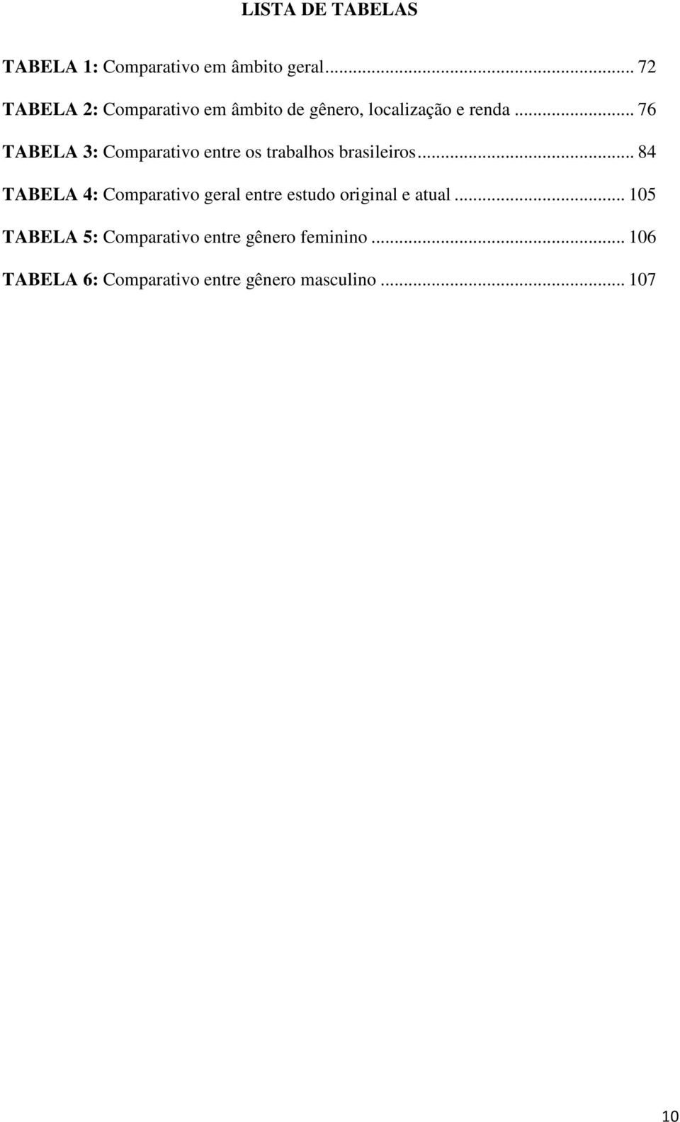 .. 76 TABELA 3: Comparativo entre os trabalhos brasileiros.