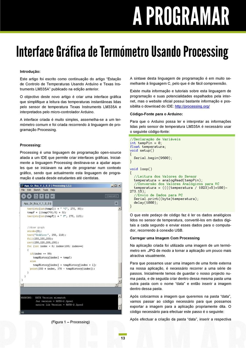 O objectivo deste novo artigo é criar uma interface gráfica que simplifique a leitura das temperaturas instantâneas lidas pelo sensor de temperatura Texas Instruments LM335A e interpretados pelo