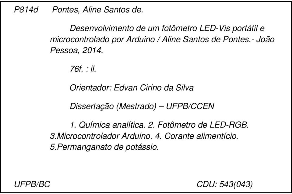 de Pontes.- João Pessoa, 2014. 76f. : il.