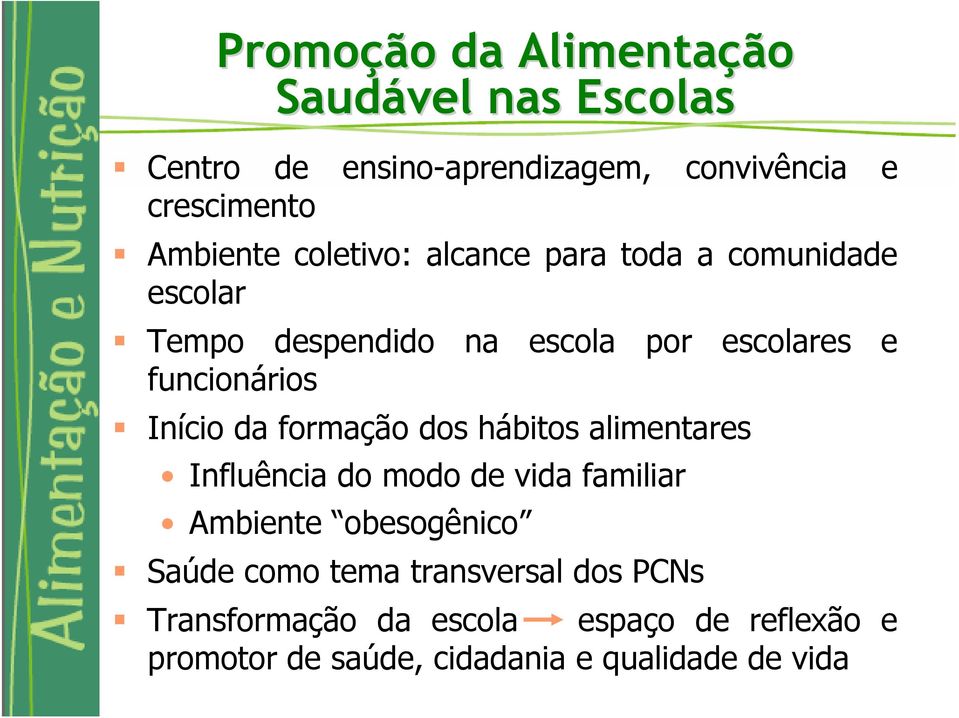 da formação dos hábitos alimentares Influência do modo de vida familiar Ambiente obesogênico Saúde como tema