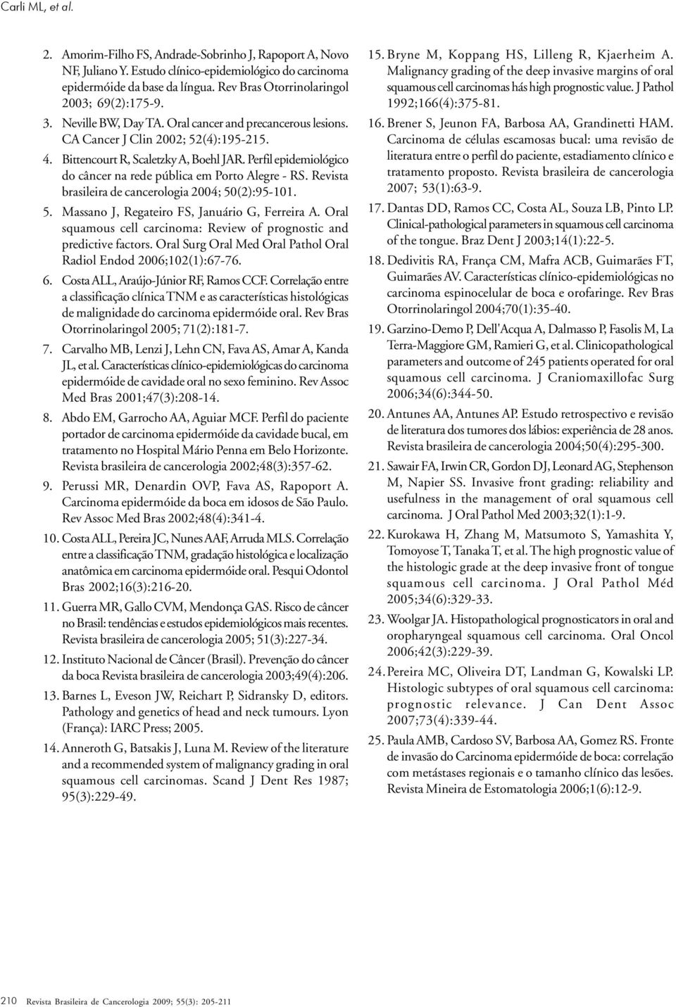 Perfil epidemiológico do câncer na rede pública em Porto Alegre - RS. Revista brasileira de cancerologia 2004; 50(2):95-101. 5. Massano J, Regateiro FS, Januário G, Ferreira A.