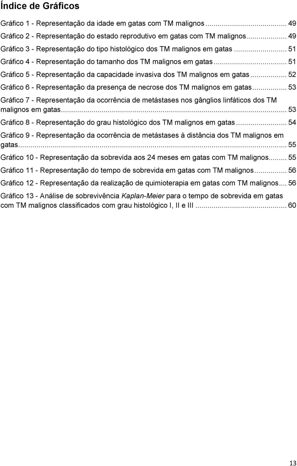 .. 51 Gráfico 5 - Representação da capacidade invasiva dos TM malignos em gatas... 52 Gráfico 6 - Representação da presença de necrose dos TM malignos em gatas.