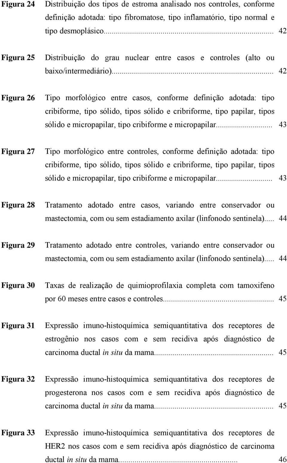 .. 42 Figura 26 Tipo morfológico entre casos, conforme definição adotada: tipo cribiforme, tipo sólido, tipos sólido e cribriforme, tipo papilar, tipos sólido e micropapilar, tipo cribiforme e