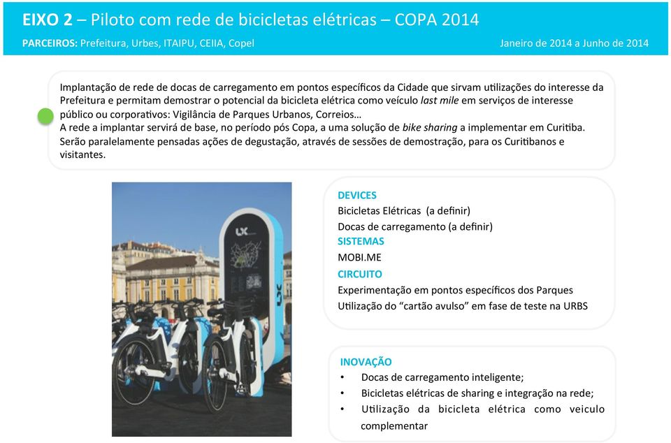 Vigilância de Parques Urbanos, Correios A rede a implantar servirá de base, no período pós Copa, a uma solução de bike sharing a implementar em Curi9ba.
