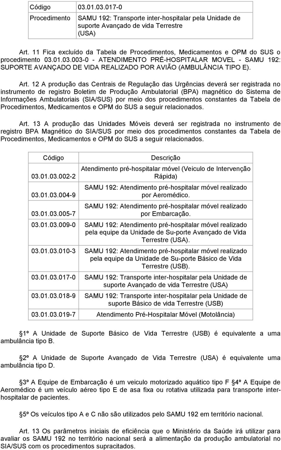 por meio dos procedimentos constantes da Tabela de s, Medicamentos e PM do SUS a seguir relacionados. rt.