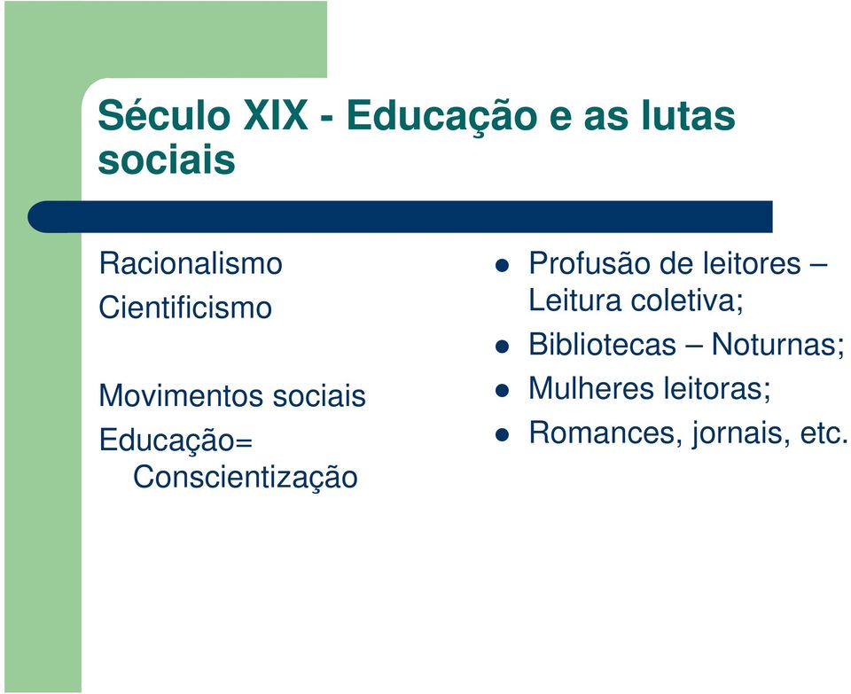 Conscientização Profusão de leitores Leitura