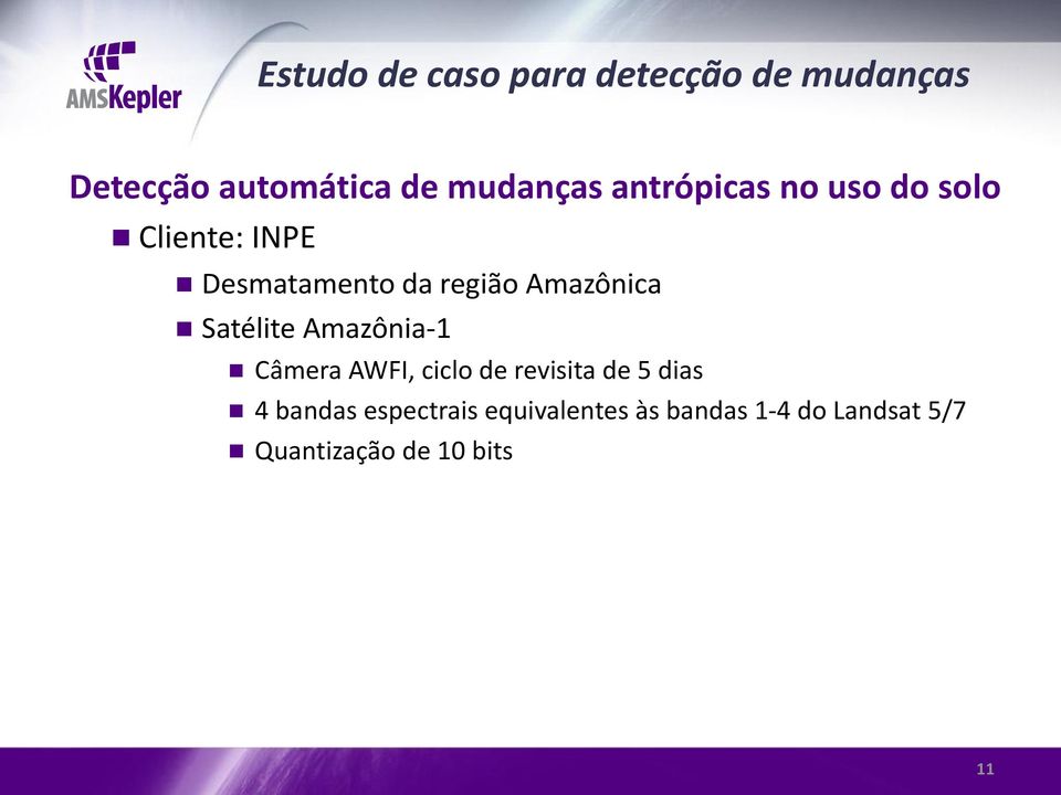 Satélite Amazônia-1 Câmera AWFI, ciclo de revisita de 5 dias 4 bandas