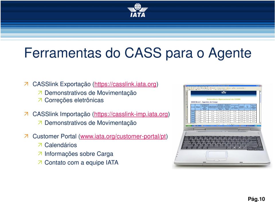 (https://casslink-imp.iata.org) Demonstrativos de Movimentação Customer Portal (www.