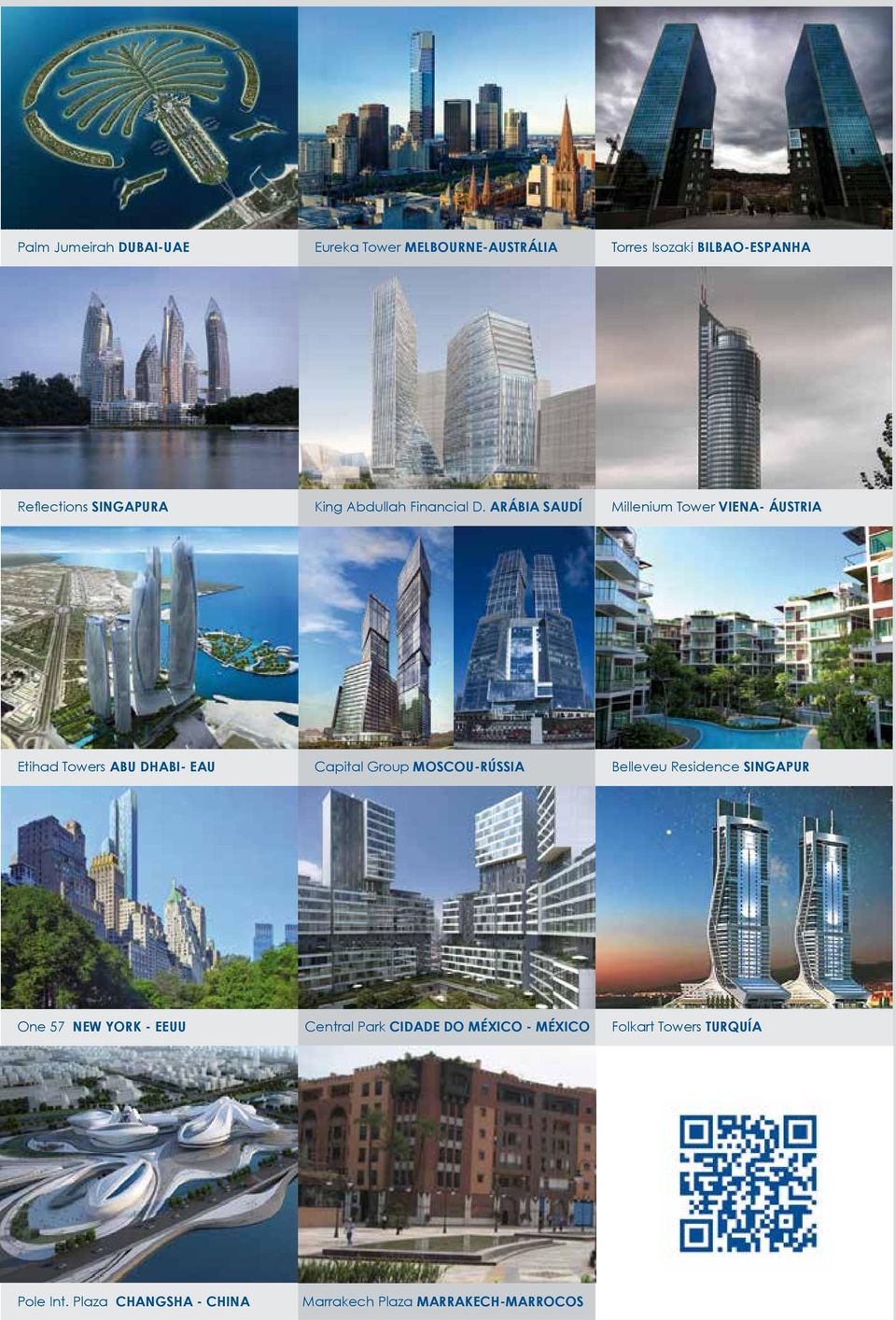 ARÁBIA SAUDÍ Millenium Tower VIENA- ÁUSTRIA Etihad Towers ABU DHABI- EAU Capital Group MOSCOU-RÚSSIA