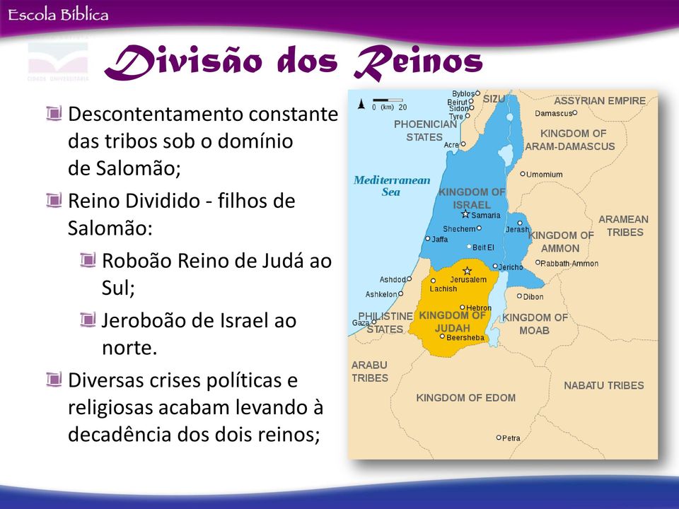 Reino de Judá ao Sul; Jeroboão de Israel ao norte.