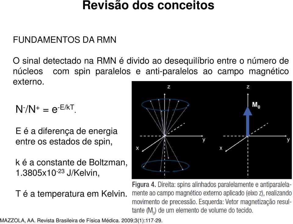 E é a diferença de energia entre os estados de spin, k é a constante de Boltzman, 1.