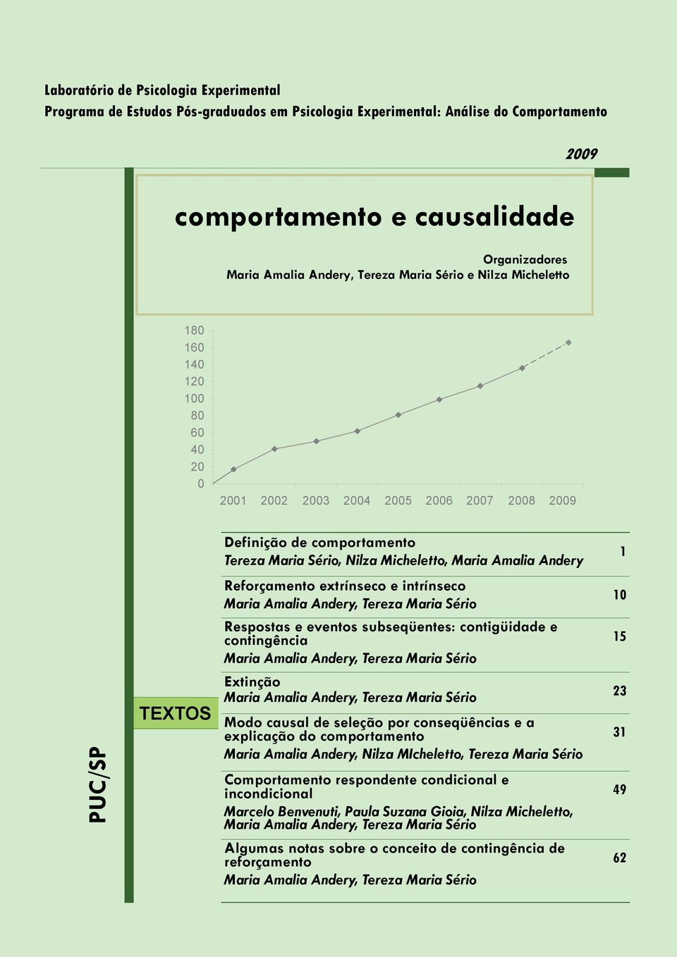 Andery 1 Reforçamento extrínseco e intrínseco Maria Amalia Andery, Tereza Maria Sério 10 Respostas e eventos subseqüentes: contigüidade e contingência Maria Amalia Andery, Tereza Maria Sério 15