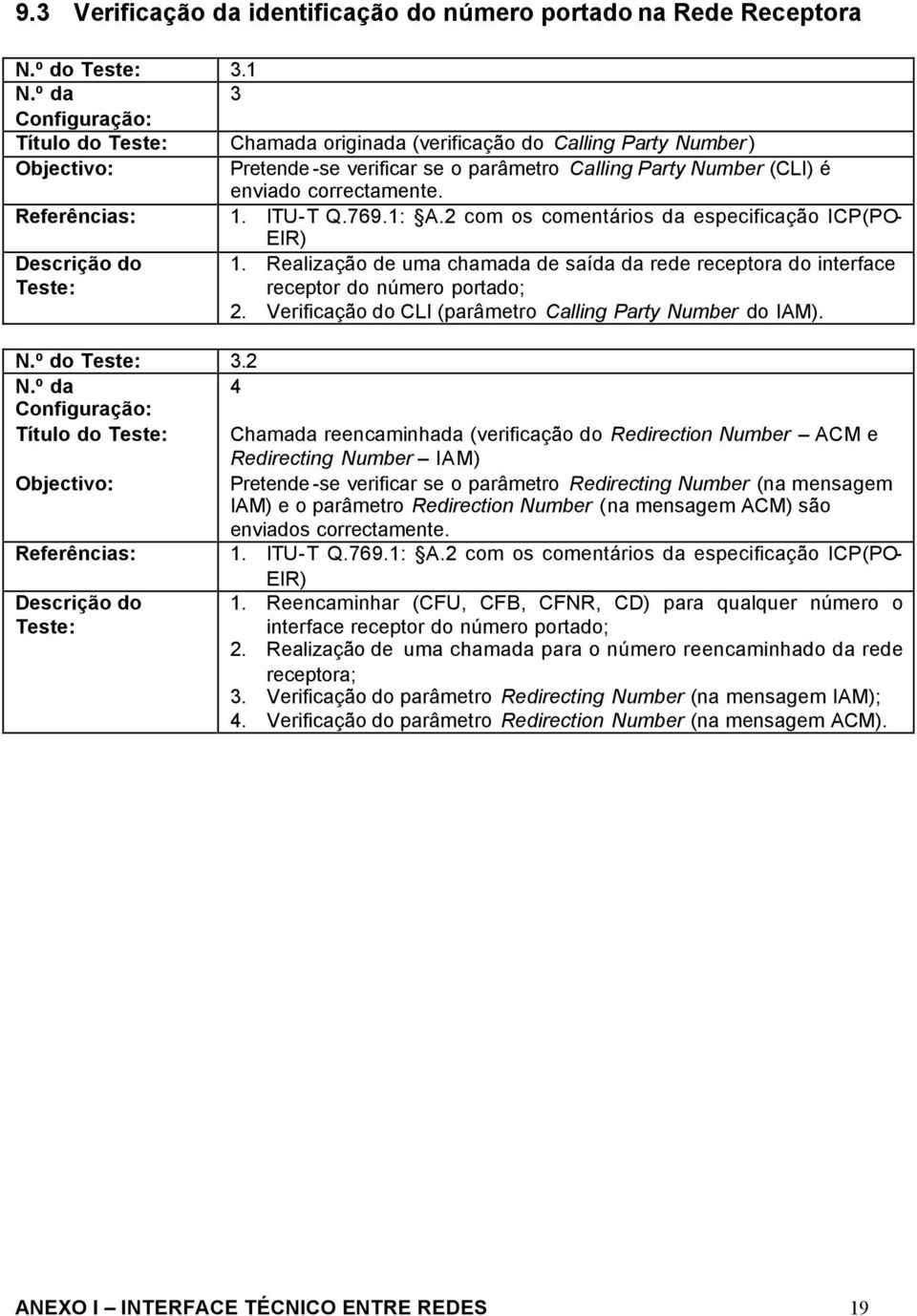 Referências: 1. ITU-T Q.769.1: A.2 com os comentários da especificação ICP(PO- EIR) Descrição do 1.