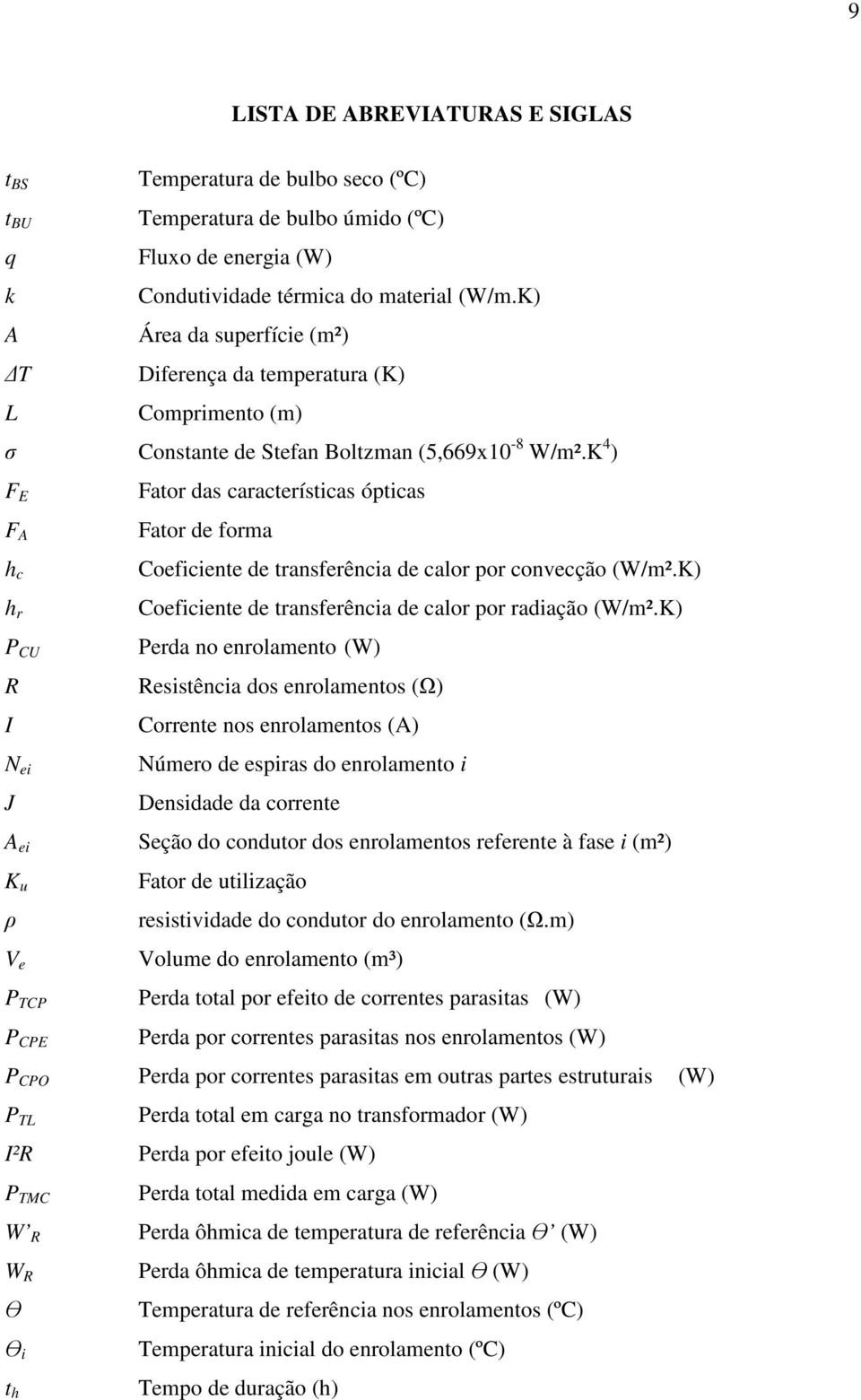 K 4 ) F E F A h c h r P CU R I N ei J A ei K u ρ V e P TCP P CPE Fator das características ópticas Fator de forma Coeficiente de transferência de calor por convecção (W/m².