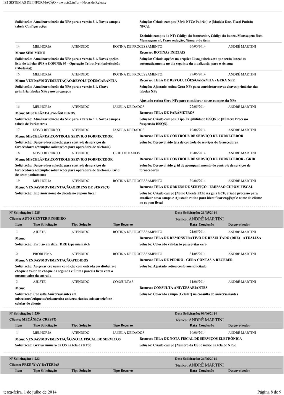 Solicitação: Atualizar solução da NFe para a versão 3.1.