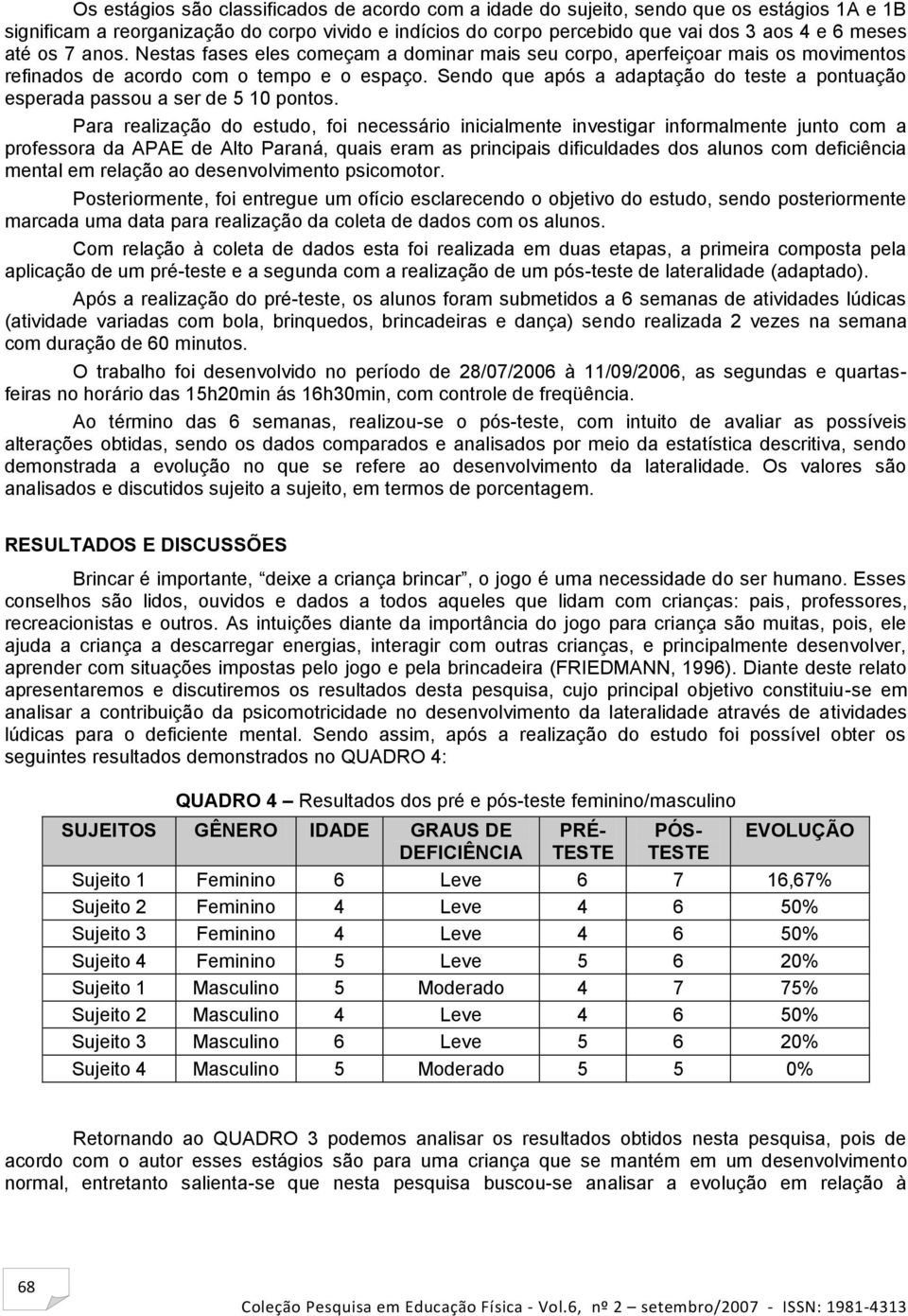 Sendo que após a adaptação do teste a pontuação esperada passou a ser de 5 10 pontos.