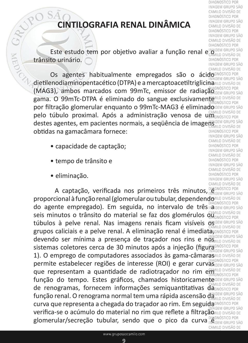 O 99mTc-DTPA é eliminado do sangue exclusivamente por filtração glomerular enquanto o 99mTc-MAG3 é eliminado pelo túbulo proximal.