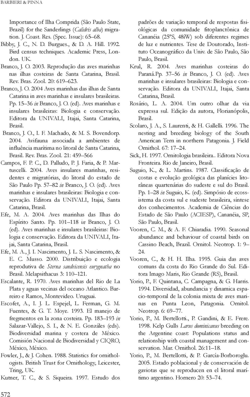 Pp. 15 36 in Branco, J. O. (ed). Aves marinhas e insulares brasileiras: Biologia e conservação. Editora da UNIVALI, Itajai, Santa Catarina, Brasil. Branco, J. O., I. F. Machado, & M. S. Bovendorp.