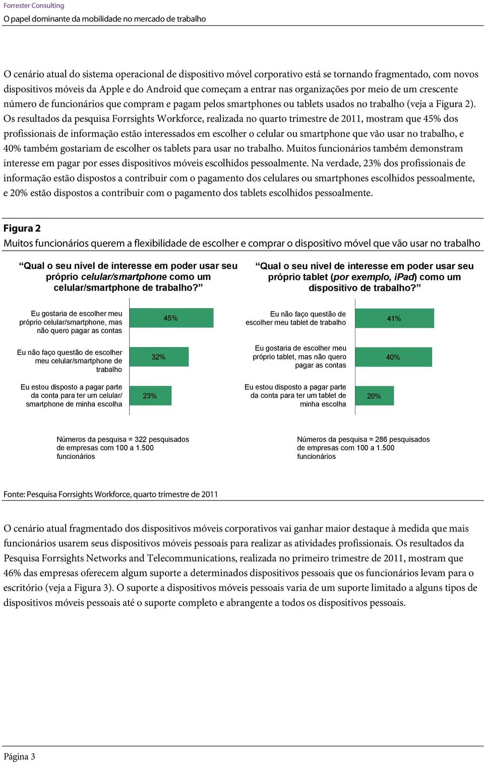 Os resultados da pesquisa Forrsights Workforce, realizada no quarto trimestre de 2011, mostram que 45% dos profissionais de informação estão interessados em escolher o celular ou smartphone que vão