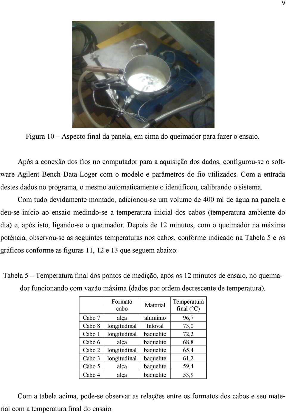 Com a entrada destes dados no programa, o mesmo automaticamente o identificou, calibrando o sistema.