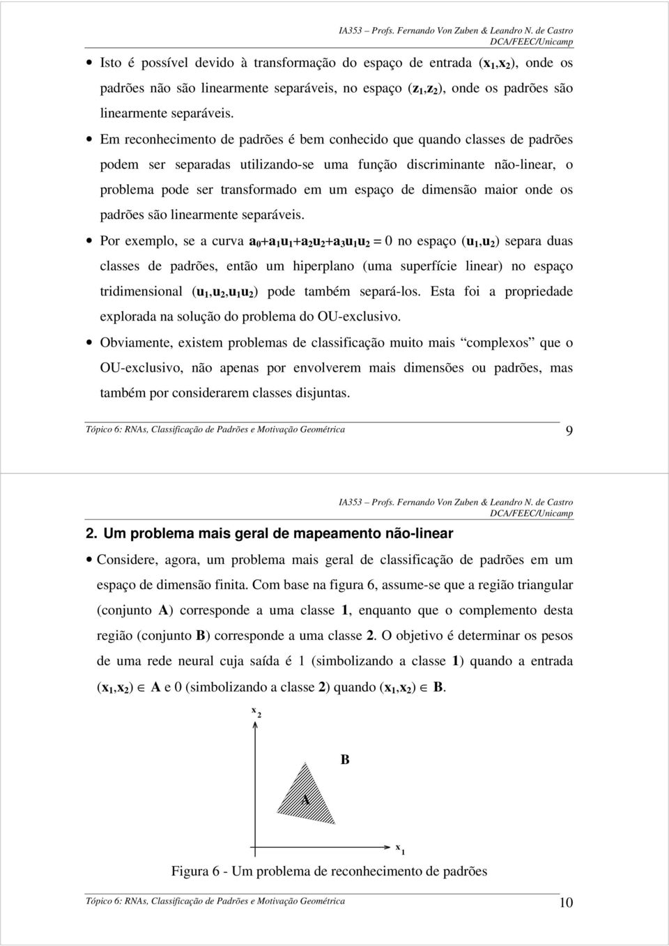 dimensão maior onde os padrões são linearmente separáeis.