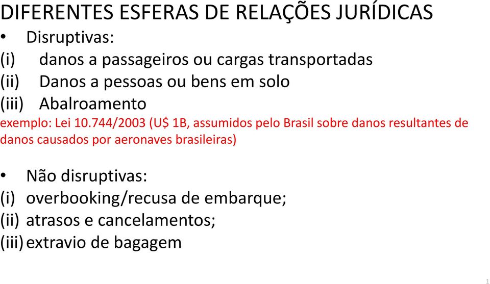 744/2003 (U$ 1B, assumidos pelo Brasil sobre danos resultantes de danos causados por aeronaves