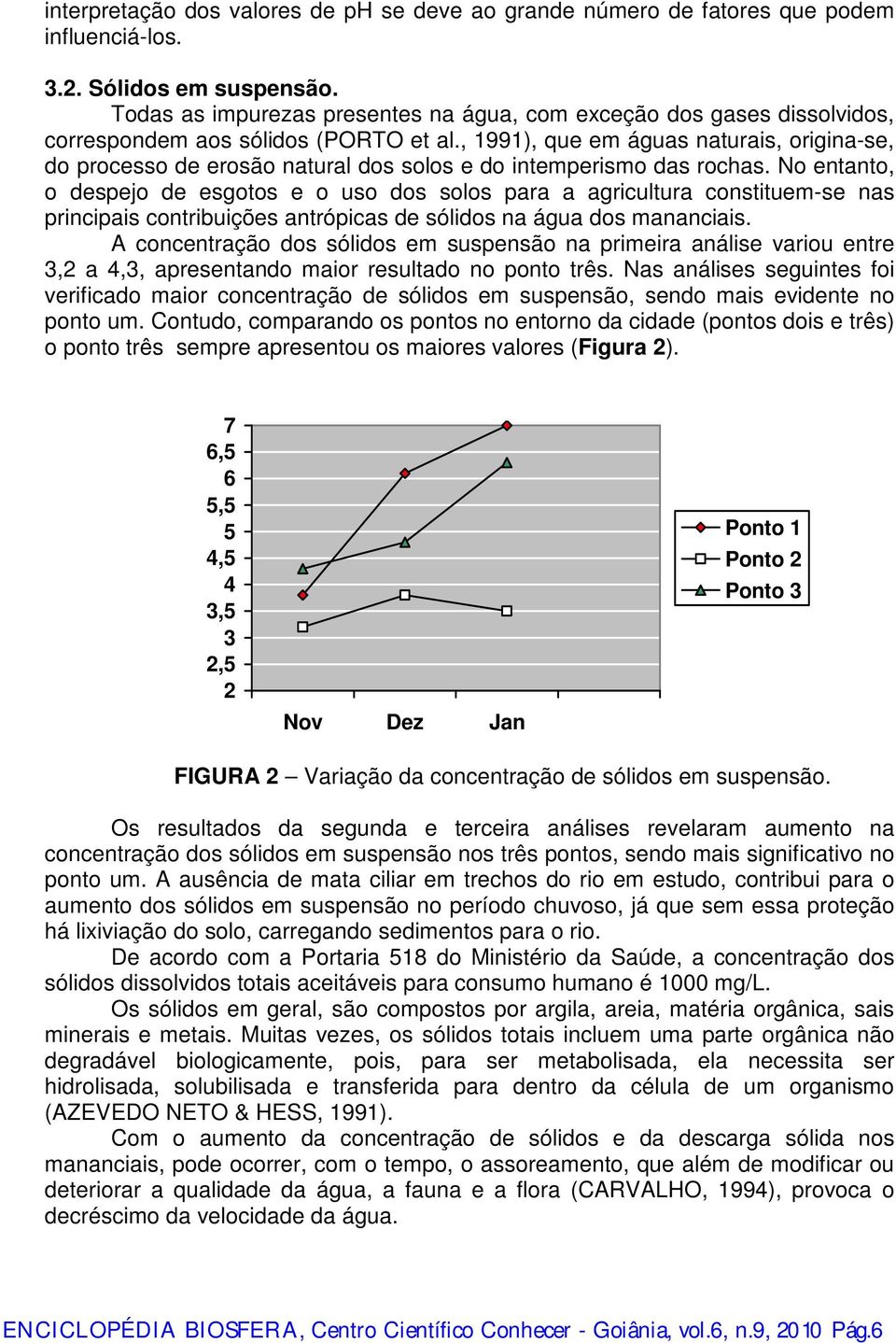 , 1991), que em águas naturais, origina-se, do processo de erosão natural dos solos e do intemperismo das rochas.