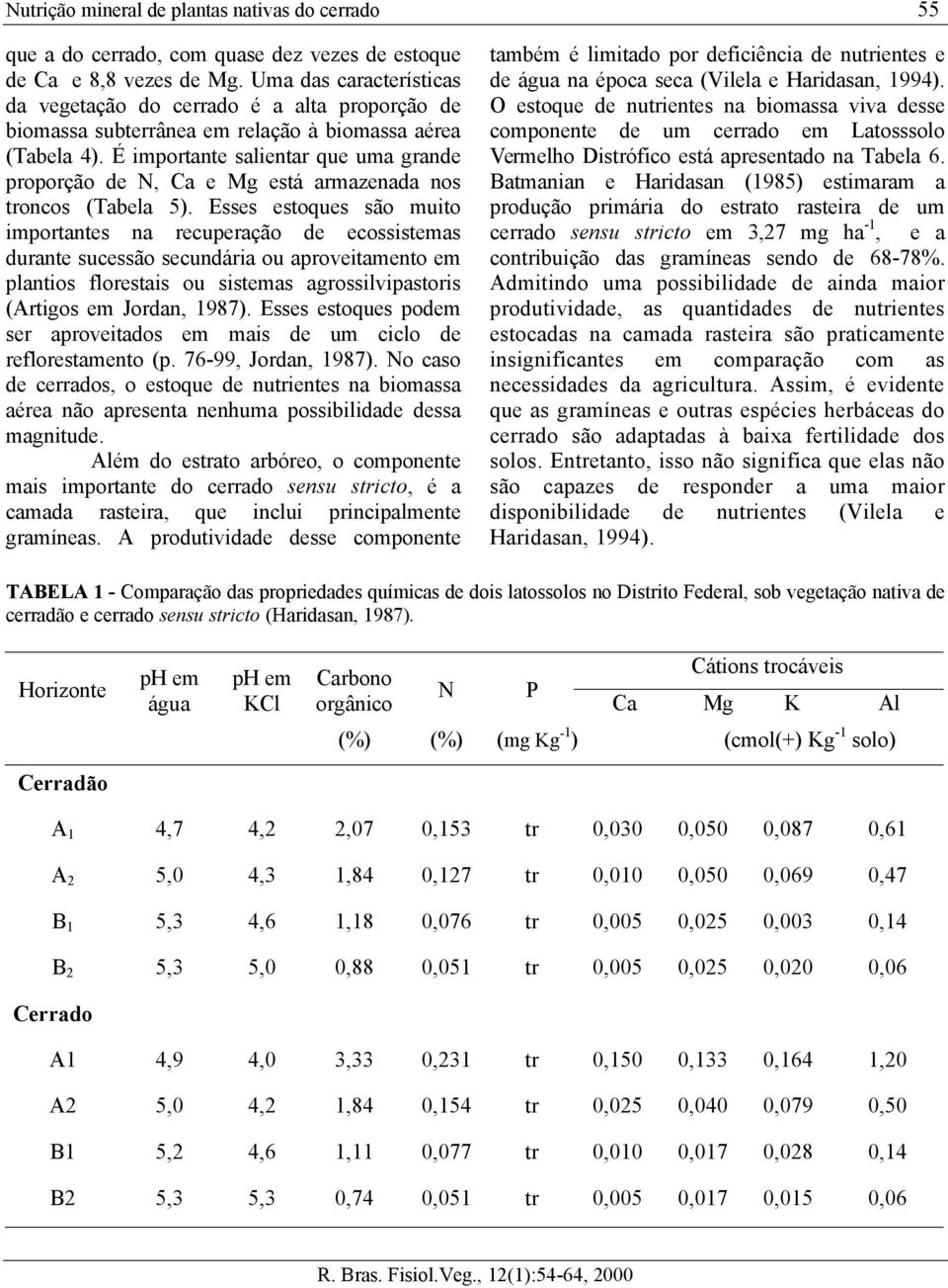 É importante salientar que uma grande proporção de N, Ca e Mg está armazenada nos troncos (Tabela 5).