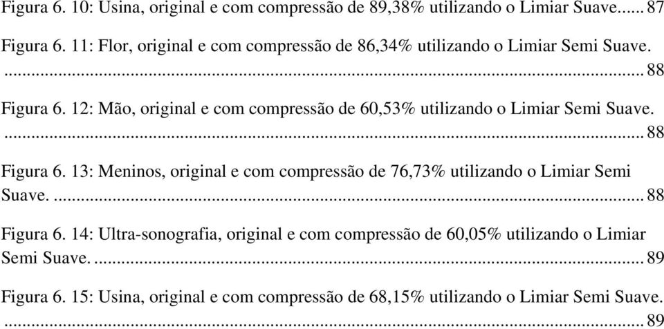 : Mão, original e om ompressão de 60,53% utilizando o Limiar Semi Suave....88 Figura 6.