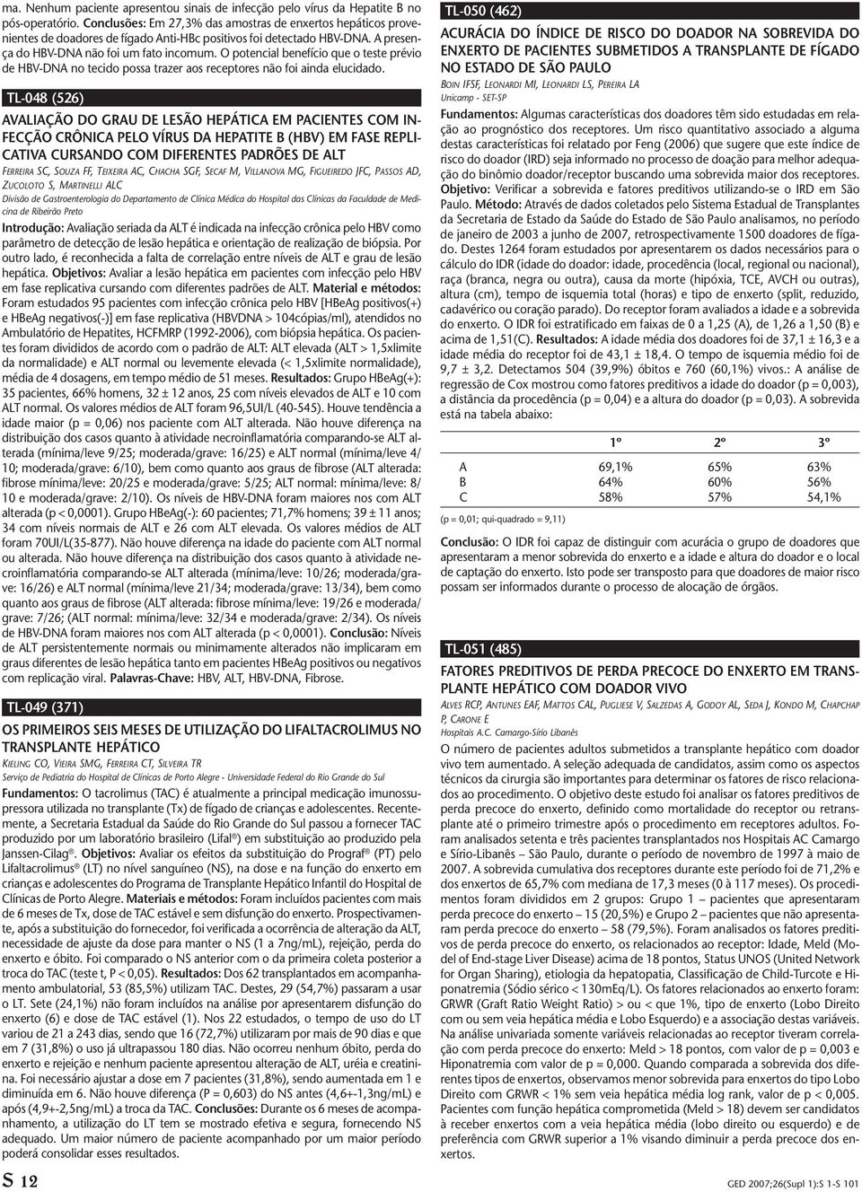 O potencial benefício que o teste prévio de HBV-DNA no tecido possa trazer aos receptores não foi ainda elucidado.