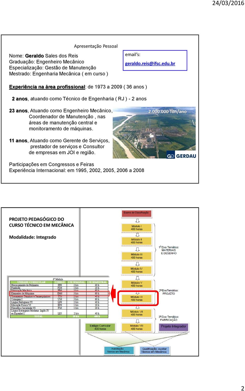 br Experiência na área profissional: de 1973 a 2009 ( 36 anos ) 2 anos, atuando como Técnico de Engenharia ( RJ ) - 2 anos 23 anos, Atuando como Engenheiro Mecânico, Coordenador de