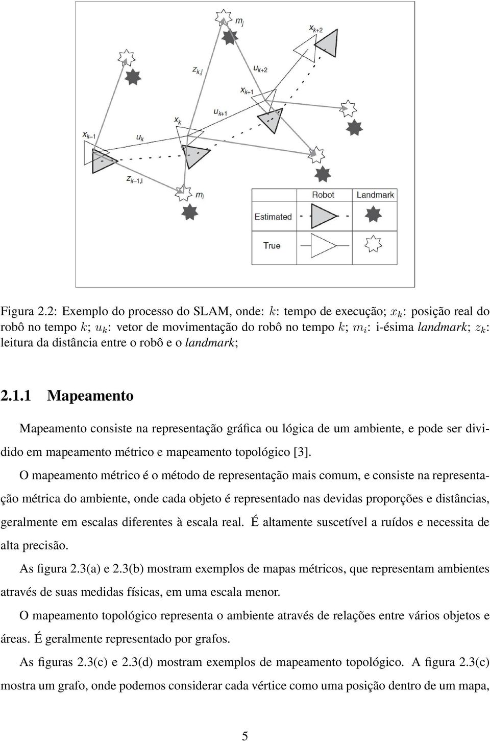 entre o robô e o landmark; 2.1.1 Mapeamento Mapeamento consiste na representação gráfica ou lógica de um ambiente, e pode ser dividido em mapeamento métrico e mapeamento topológico [3].