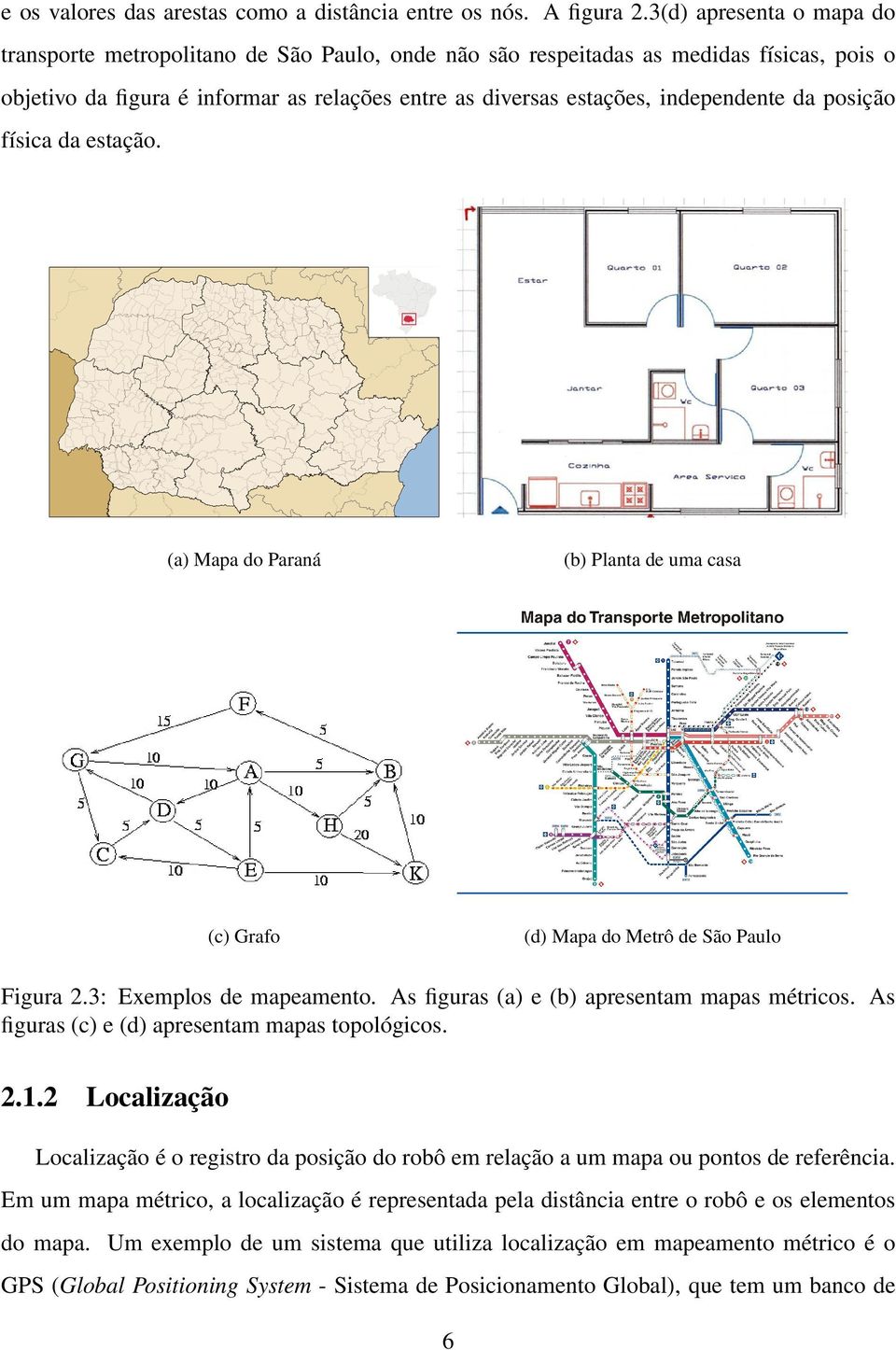 da posição física da estação. (a) Mapa do Paraná (b) Planta de uma casa (c) Grafo (d) Mapa do Metrô de São Paulo Figura 2.3: Exemplos de mapeamento. As figuras (a) e (b) apresentam mapas métricos.