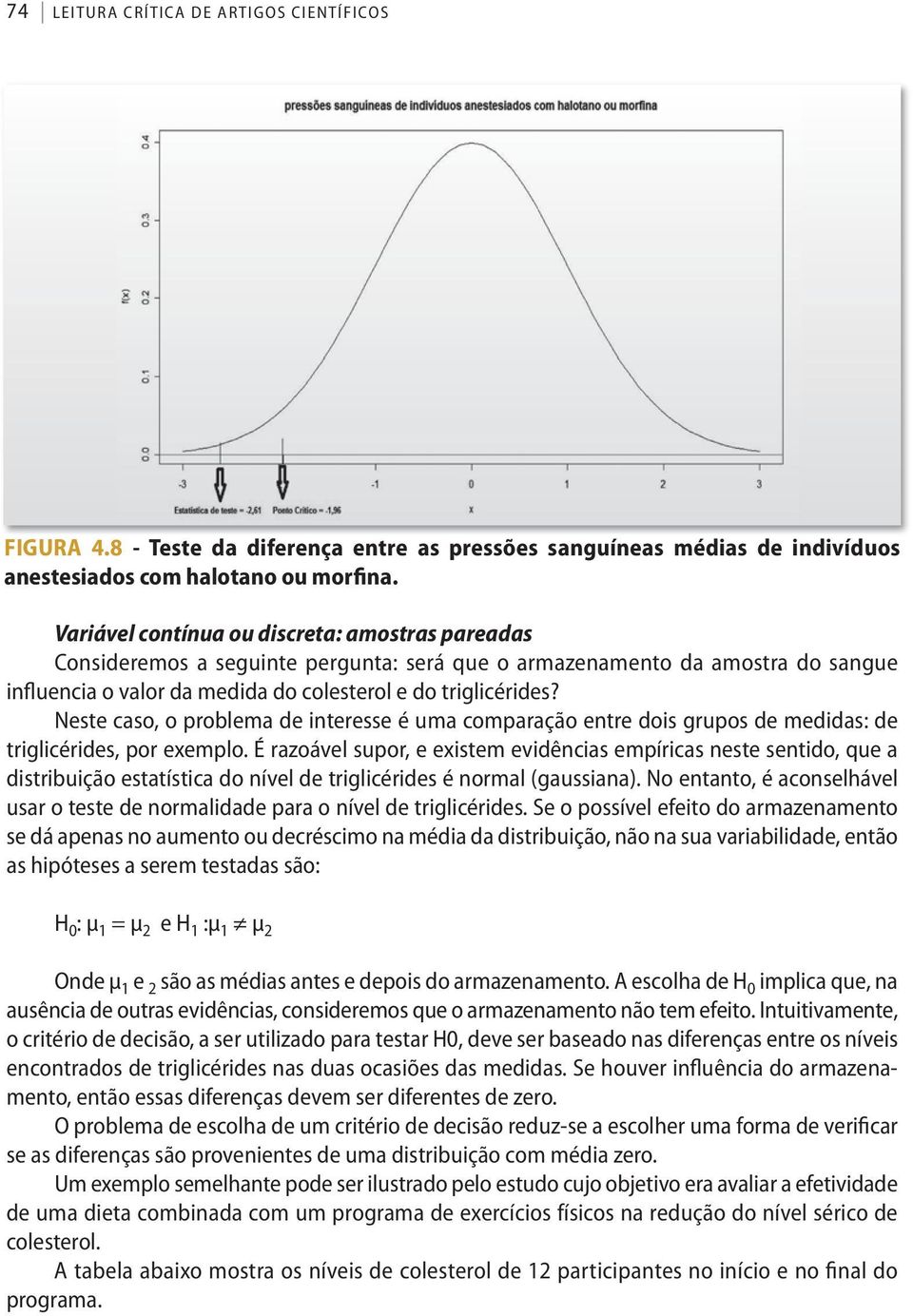 Neste caso, o problema de interesse é uma comparação entre dois grupos de medidas: de triglicérides, por exemplo.