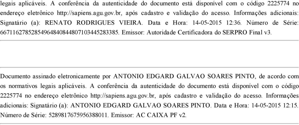 Emissor: Autoridade Certificadora do SERPRO Final v3.