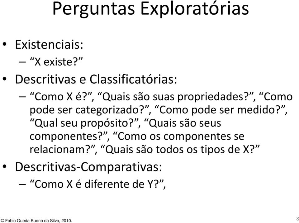 , Como podeser categorizado?, Como podeser medido?, Qual seu propósito?