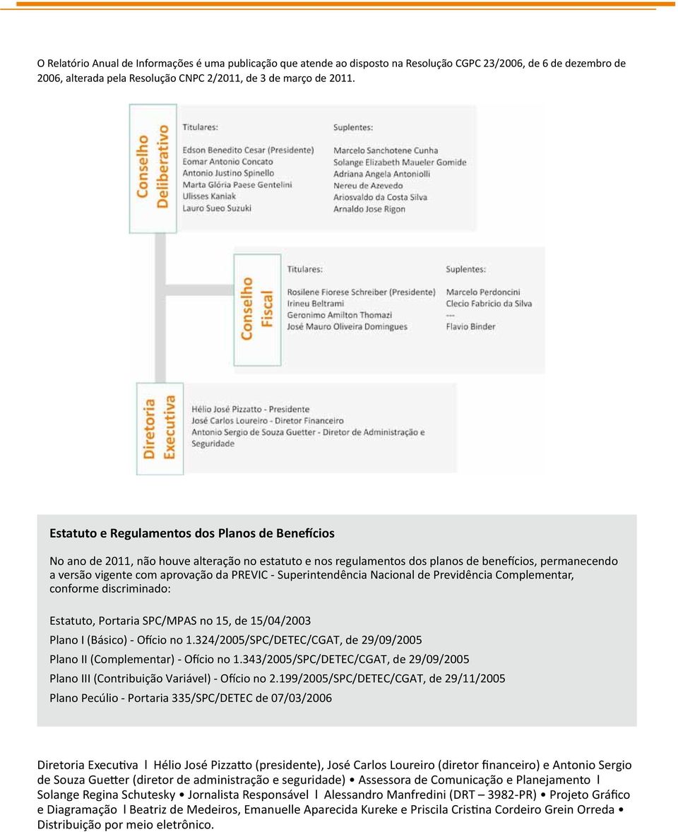 Superintendência Nacional de Previdência Complementar, conforme discriminado: Estatuto, Portaria SPC/MPAS no 15, de 15/04/2003 Plano I (Básico) - Ofício no 1.