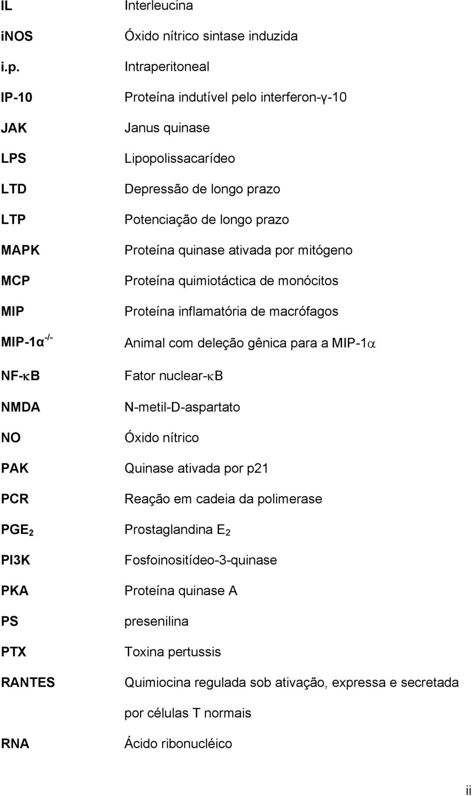 Lipopolissacarídeo Depressão de longo prazo Potenciação de longo prazo Proteína quinase ativada por mitógeno Proteína quimiotáctica de monócitos Proteína inflamatória de macrófagos