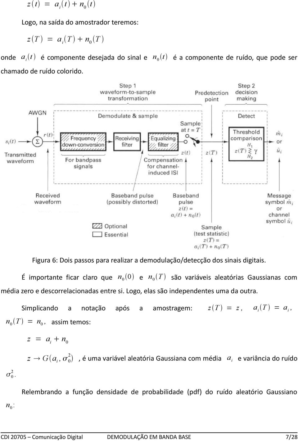 É importante ficar claro que n e n T são variáveis aleatórias Gaussianas com média zero e descorrelacionadas entre si. Logo, elas são independentes uma da outra.