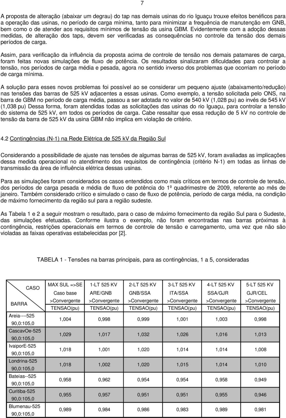 Evidentemente com a adoção dessas medidas, de alteração dos taps, devem ser verificadas as consequências no controle da tensão dos demais períodos de carga.