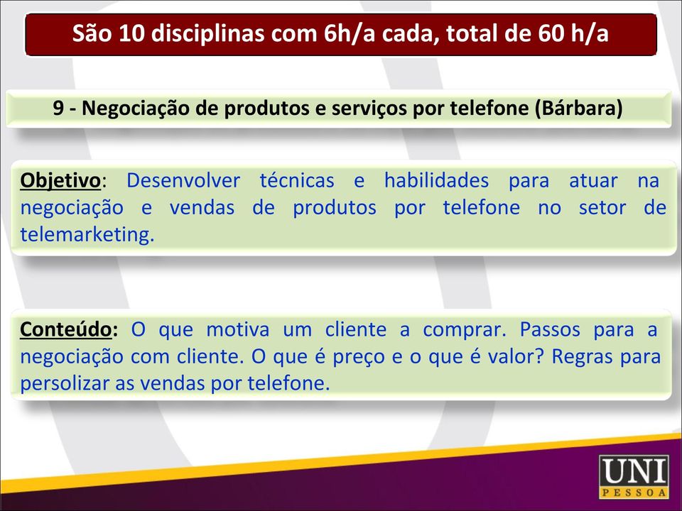 por telefone no setor de telemarketing. Conteúdo: O que motiva um cliente a comprar.