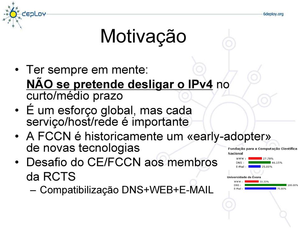 importante A FCCN é historicamente um «early-adopter» de novas