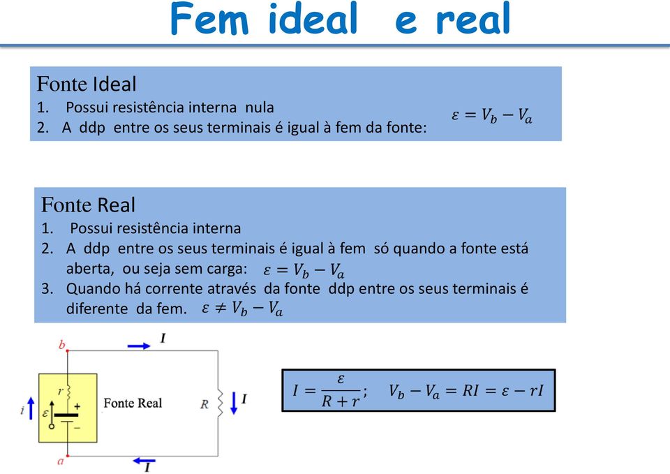 Possui resistência interna.