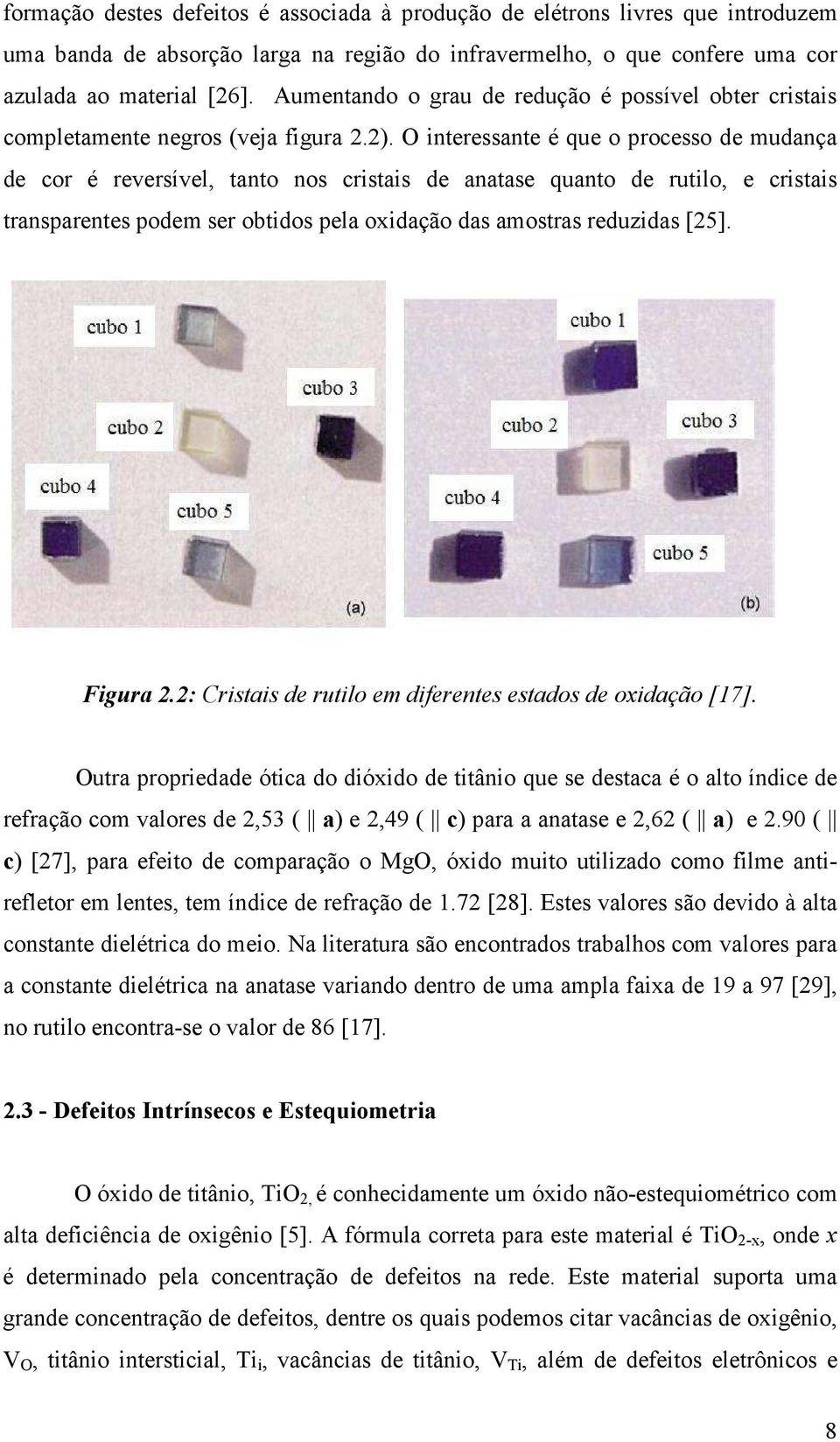 O interessante é que o processo de mudança de cor é reversível, tanto nos cristais de anatase quanto de rutilo, e cristais transparentes podem ser obtidos pela oxidação das amostras reduzidas [25].