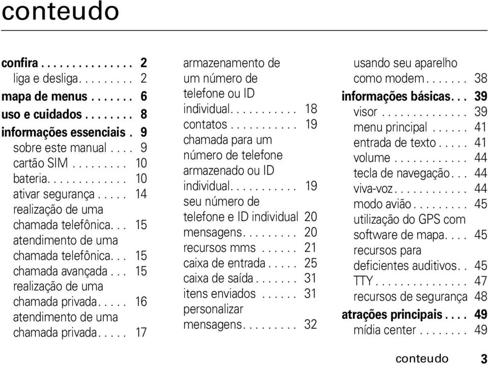 .... 16 atendimento de uma chamada privada..... 17 armazenamento de um número de telefone ou ID individual........... 18 contatos........... 19 chamada para um número de telefone armazenado ou ID individual.