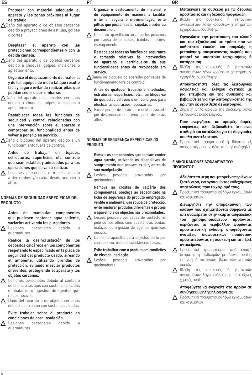 Daño del aparato o de objetos cercanos debido a choques, golpes, incisiones o aplastamiento.