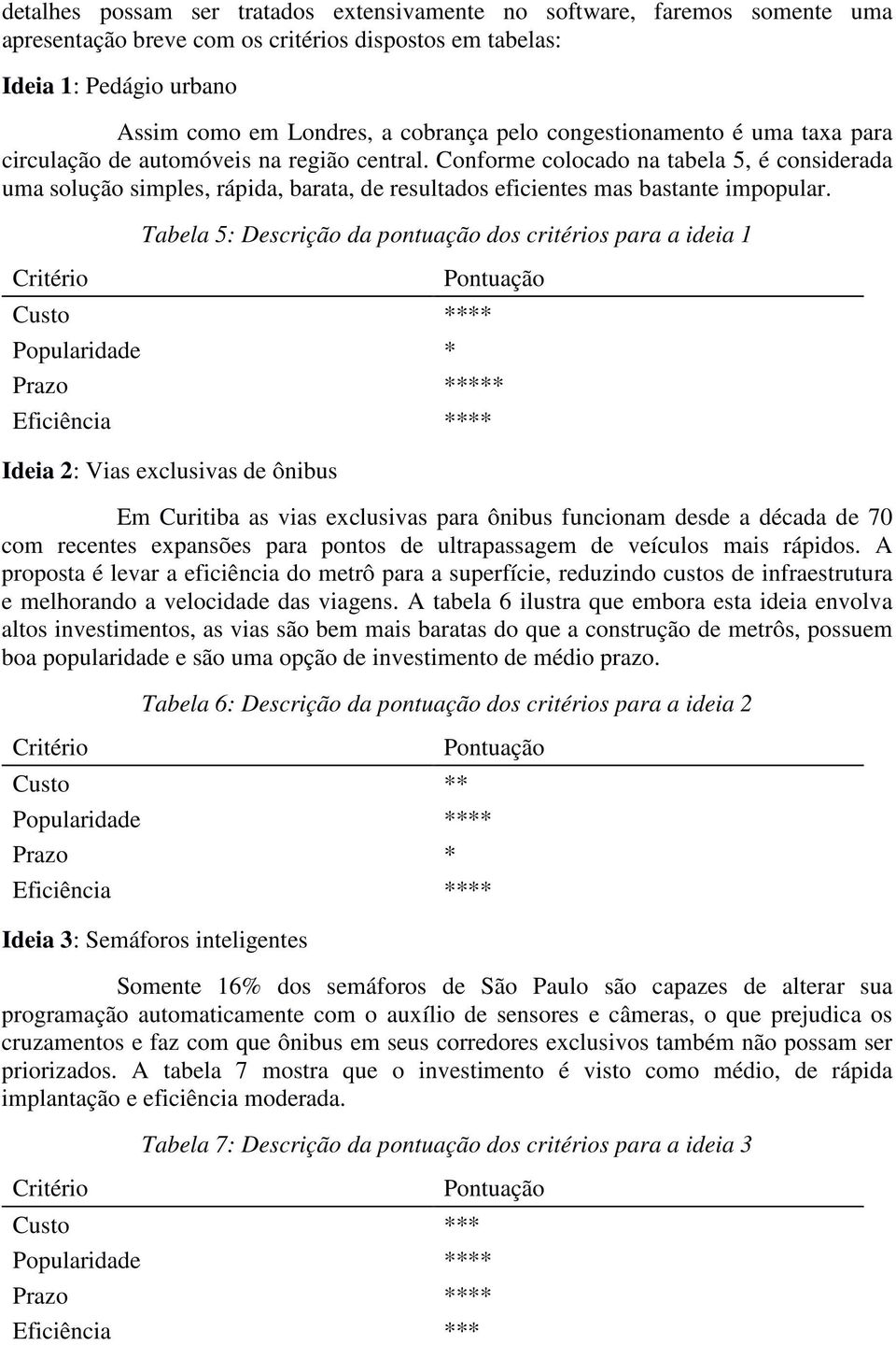 Conforme colocado na tabela 5, é considerada uma solução simples, rápida, barata, de resultados eficientes mas bastante impopular.