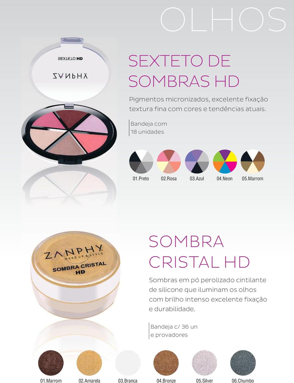 Marrom SOMBRA CRISTAL HD Sombras em pó perolizado cintilante de silicone que iluminam os olhos com