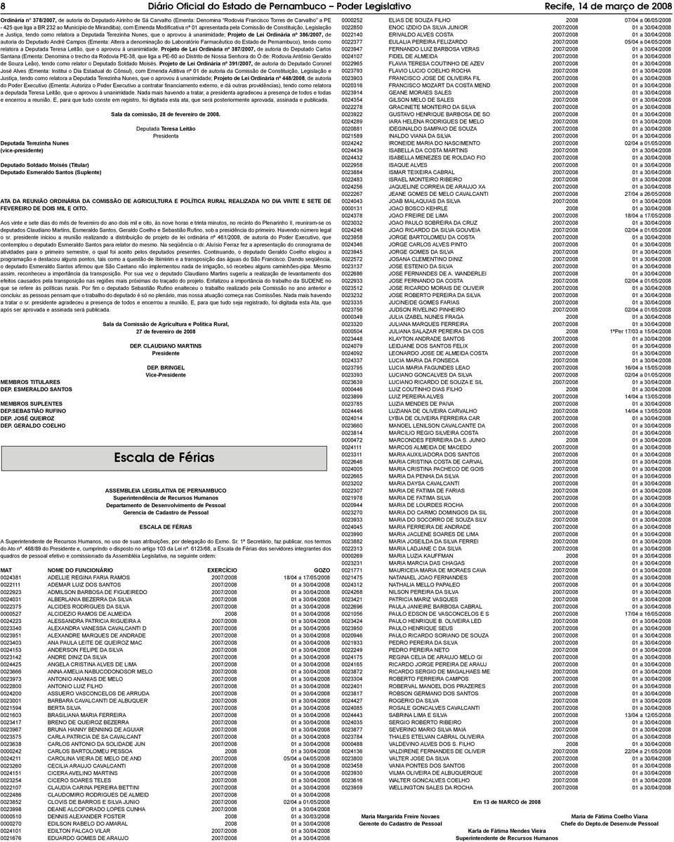 que o aprovou à unanimidade; Projeto de Lei Ordinária nº 386/2007, de autoria do André Campos (Ementa: Altera a denominação do Laboratório Farmacêutico do Estado de Pernambuco), tendo como relatora a