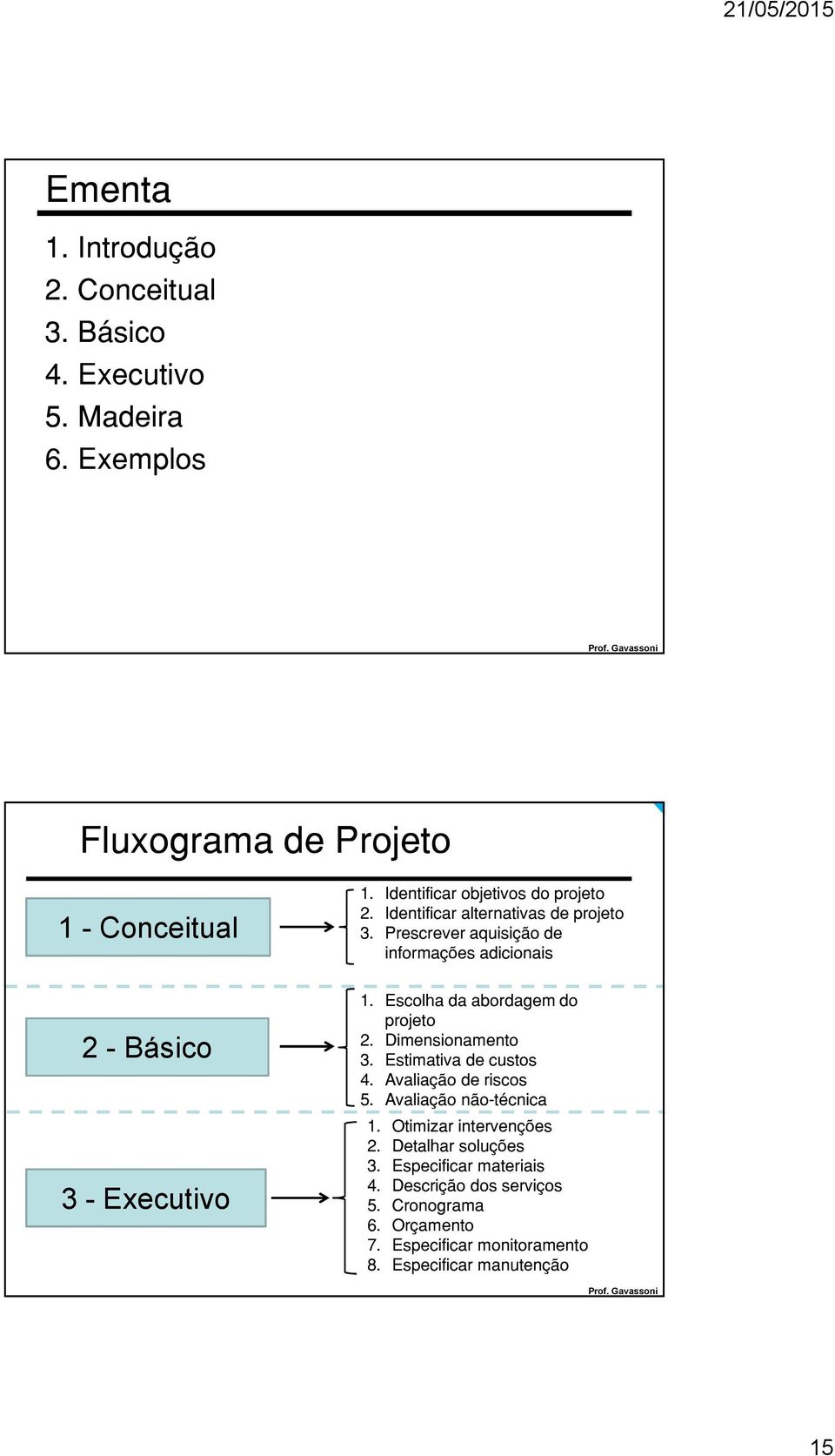 Identificar alternativas de projeto 3. Prescrever aquisição de informações adicionais 1. Escolha da abordagem do projeto 2. Dimensionamento 3.